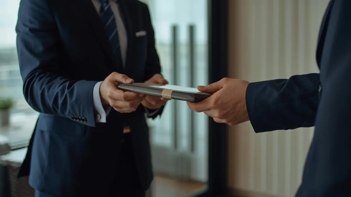 Gestão de Licenças – profissional entregando documento de licenciamento